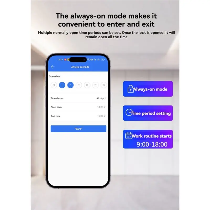 HLZS-AN90F Ttlock IP67 Waterproof Door Opener Access Control APP Bluetooth Fingerprint Card Swipe Normally Open Mode A