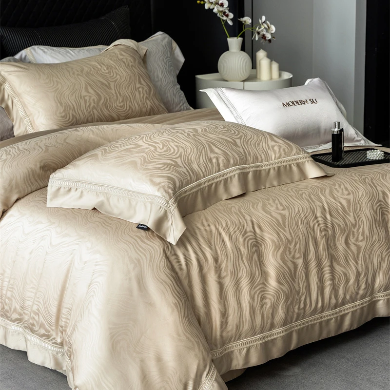 1000TC Egyptian Cotton Soft Silky Jacquard Embroidery Luxury Bedding Set Duvet Cover Flat/Fitted Bed Sheet Pillowcases 4Pcs