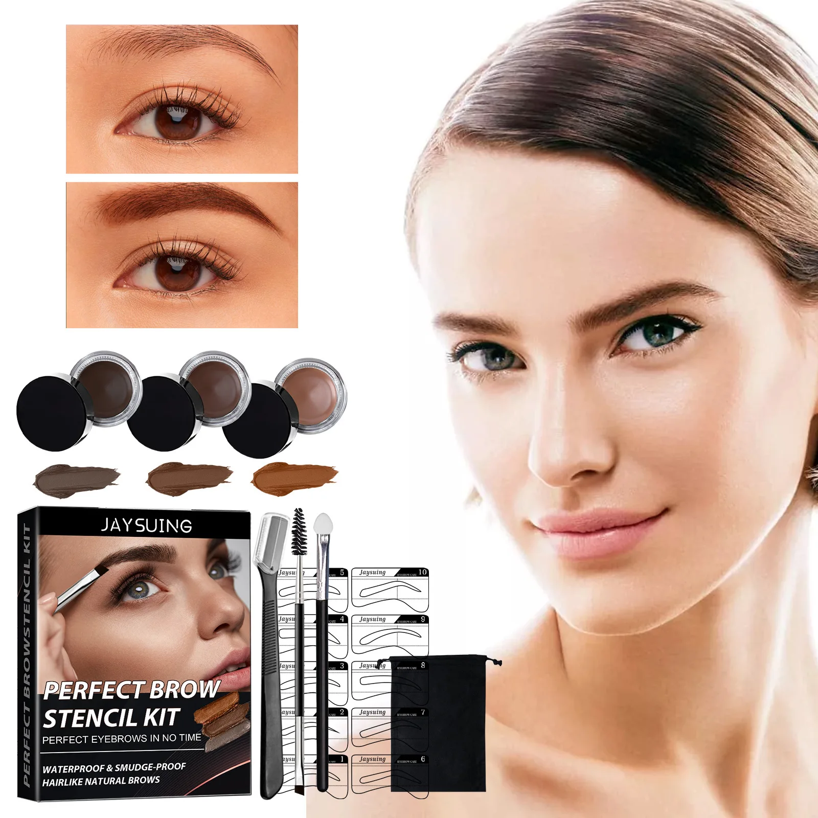 

50g Eyebrow Cream Set Waterproof Natural 3D Wild Eyebrows Smooth Eyebrow Set Tools For Women