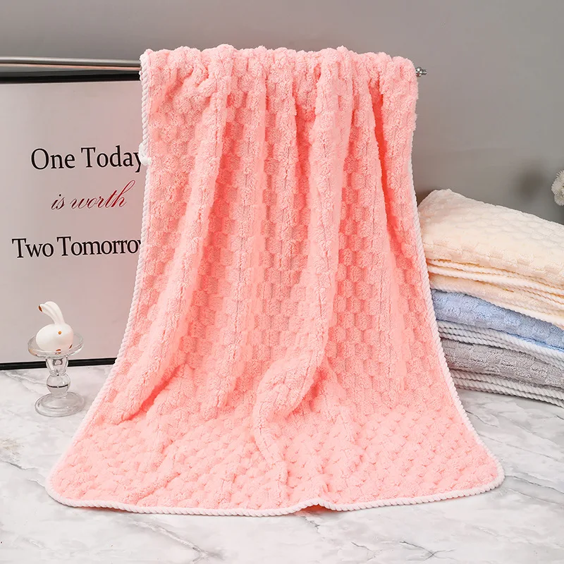 1 pcs  Soft Thickened Coral Fleece Face Towel  Water Absorption and Quick Drying Solid Color Hand Towel For Bathroom