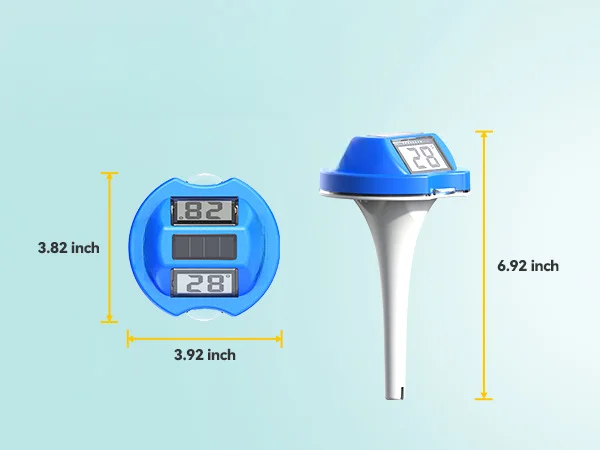 Solar Powered Dual Screen Water Thermometer for Pools IP68 Waterproof Design Enables Stable Performance in Rain or Humidity