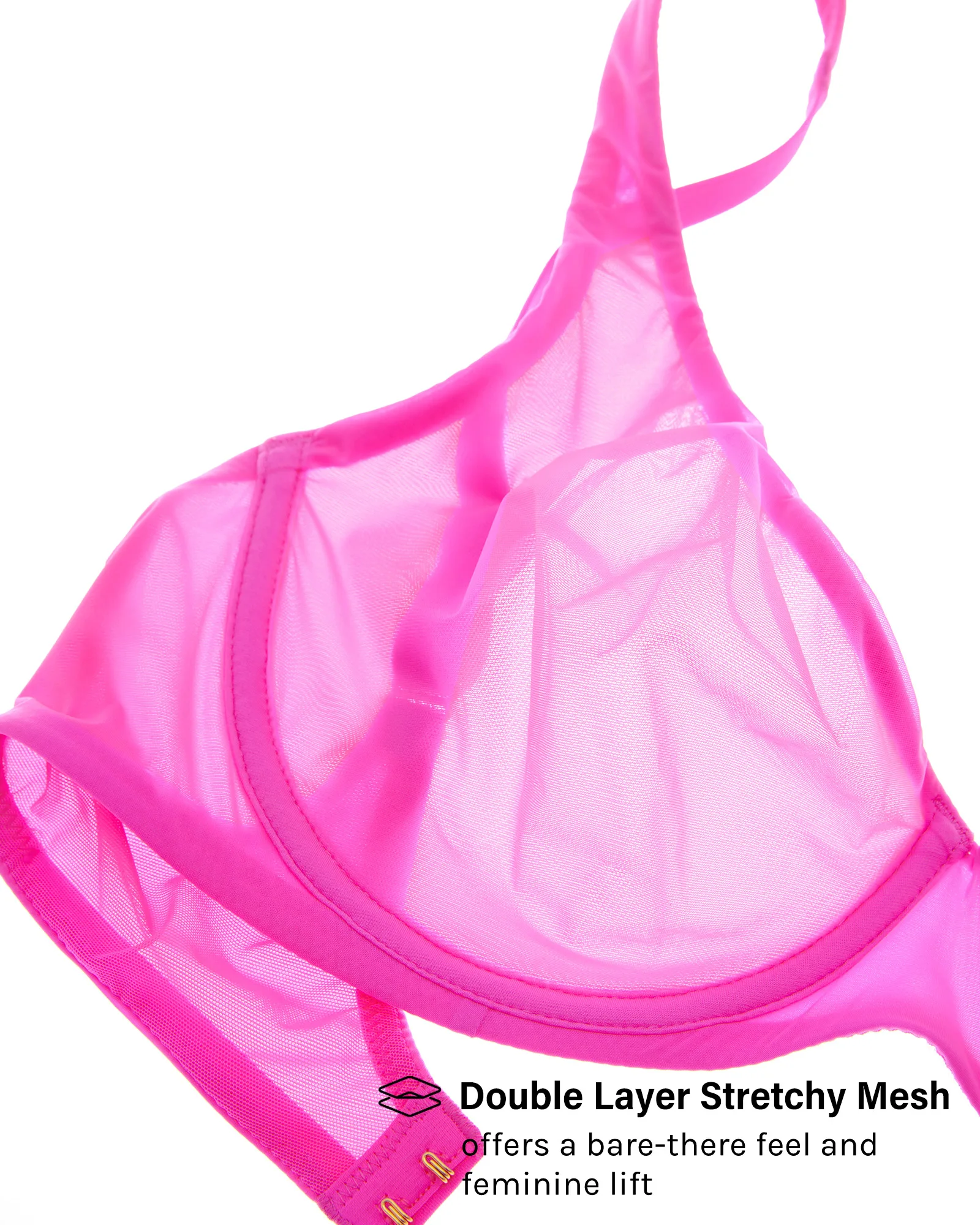 Women's Mesh Balconette Bra Seamless Demi Supportive Comfortable Underwire Unlined Sheer Smoothing Bras