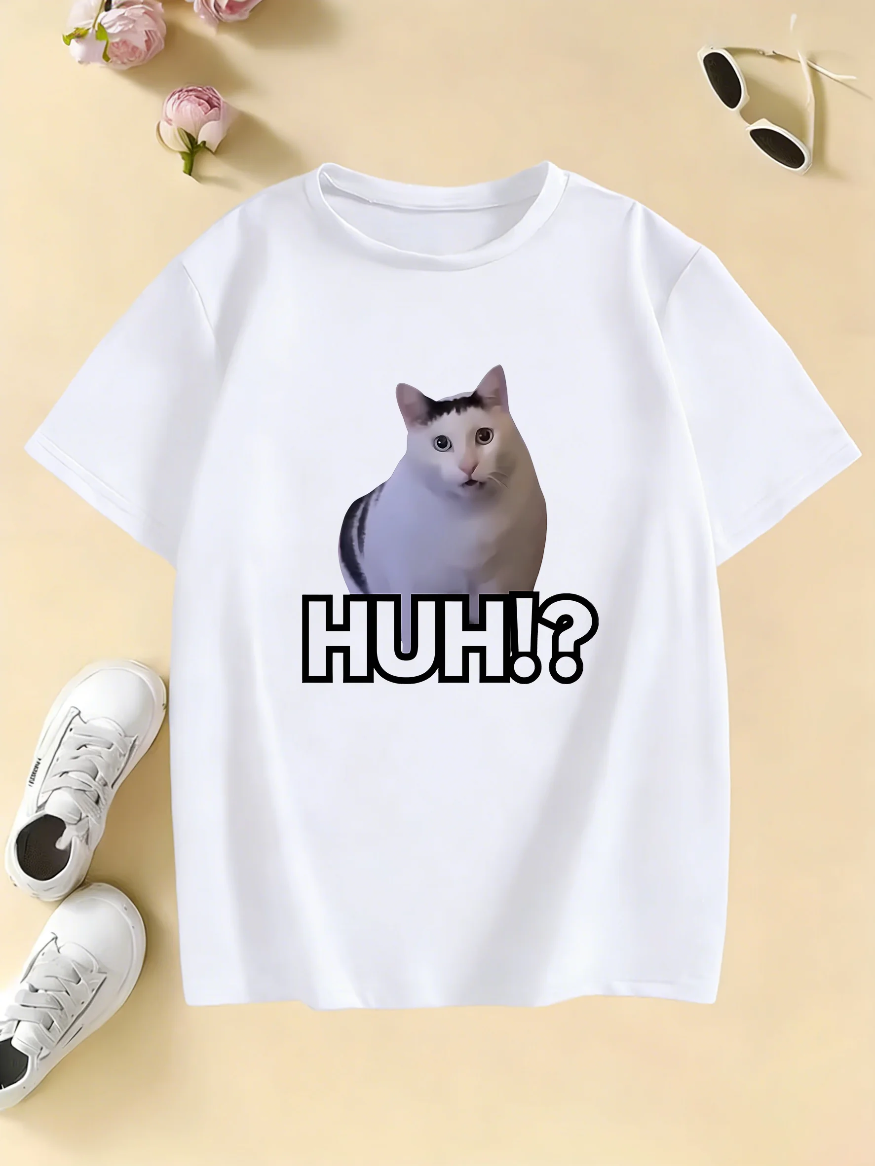 New T Shirts Kids Children's Summer Fashion T-shirt Harajuku Cat Meme Boys Girls Summer Spring Casual Top Tee Clothing