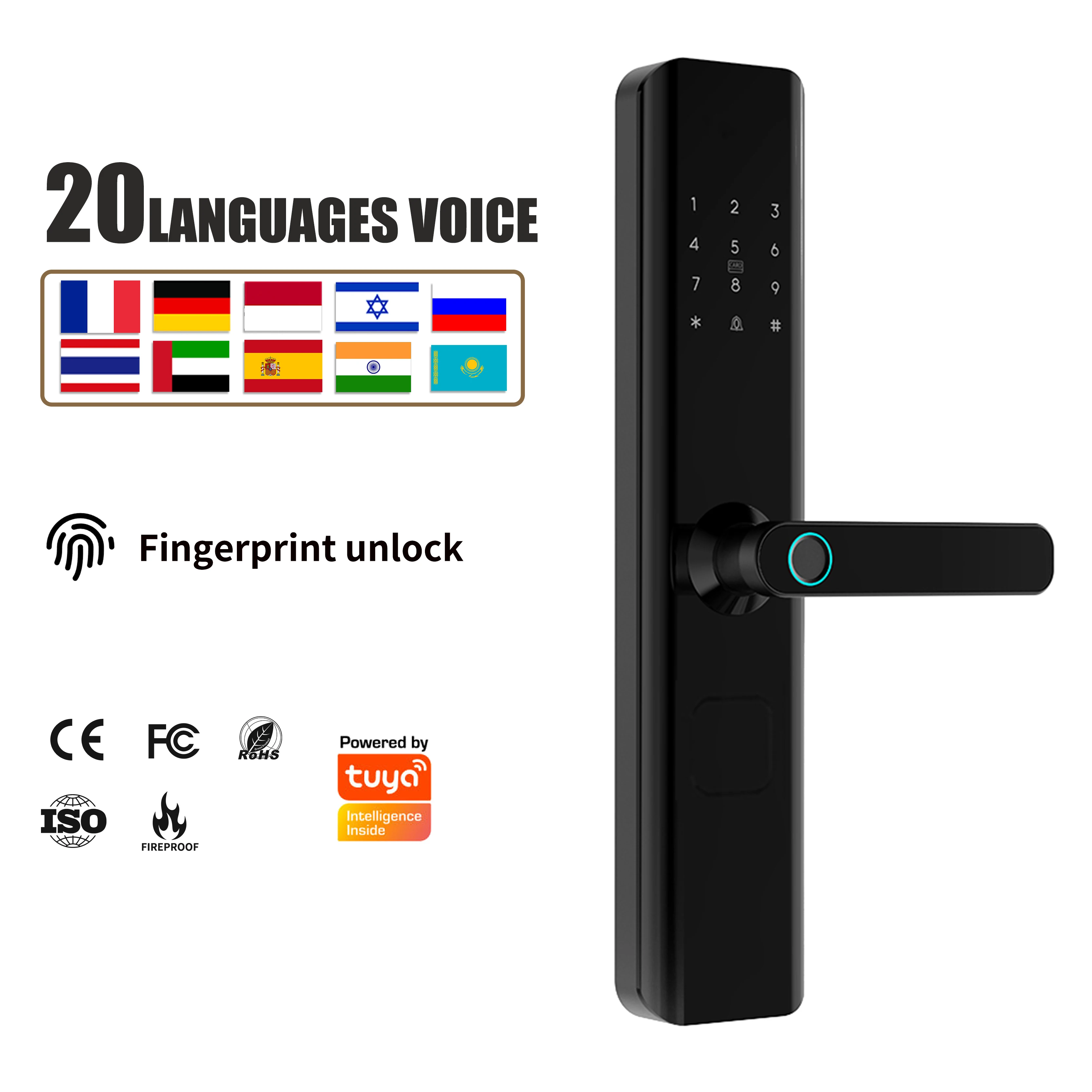 Wifi Fingerprint High Security Hotel Smart Door Lock With Tuya APP TTLOCK  Waterproof Electric Digital Wifi Mobile Lock