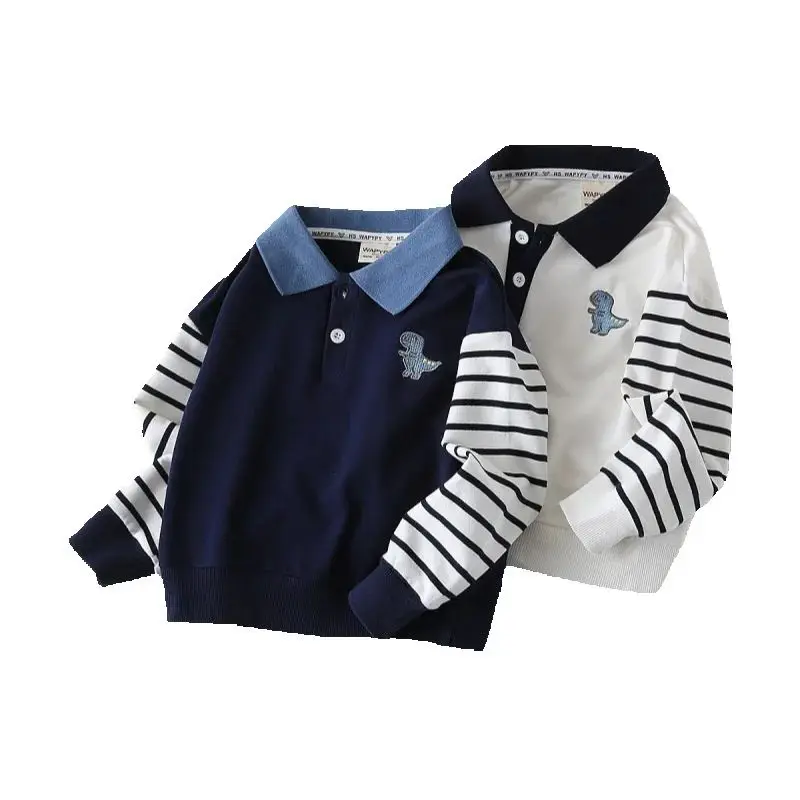 

Детская одежда, футболка для мальчиков, детские лоскутные топы, одежда для малышей с длинными рукавами, весенне-осенний хлопковый свитшот с вышивкой, От 2 до 8 лет