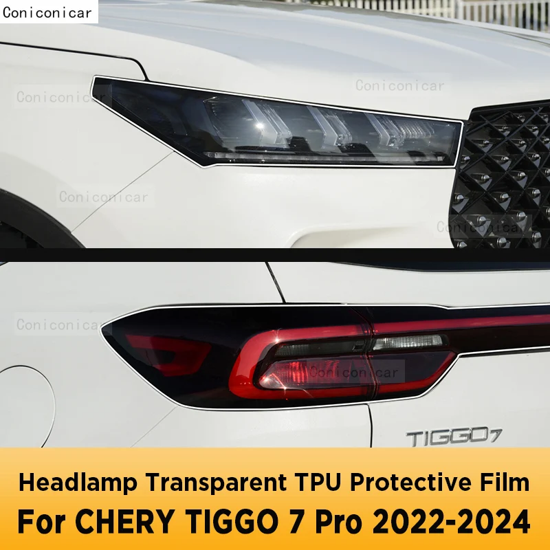 For CHERY TIGGO 7 PRO 2022-2024 Car Exterior Headlight Anti-scratch Front Lamp Transparent TPU Protective Film Accessories