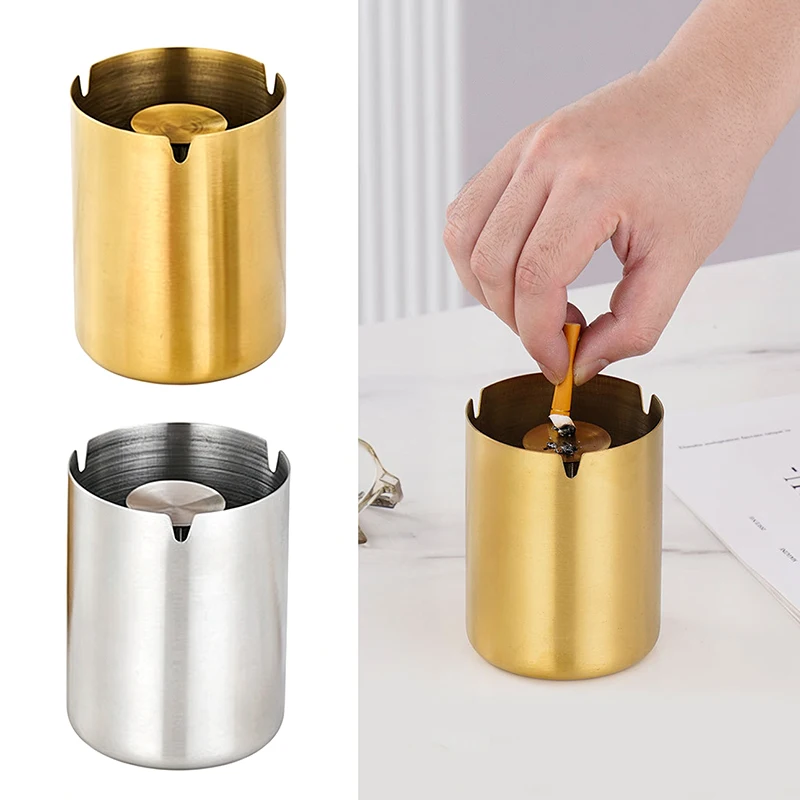 Removable smoke column Stainless Steel Desktop Ashtray Smokeless Heightened Windproof Ashtray For Office Home Decor