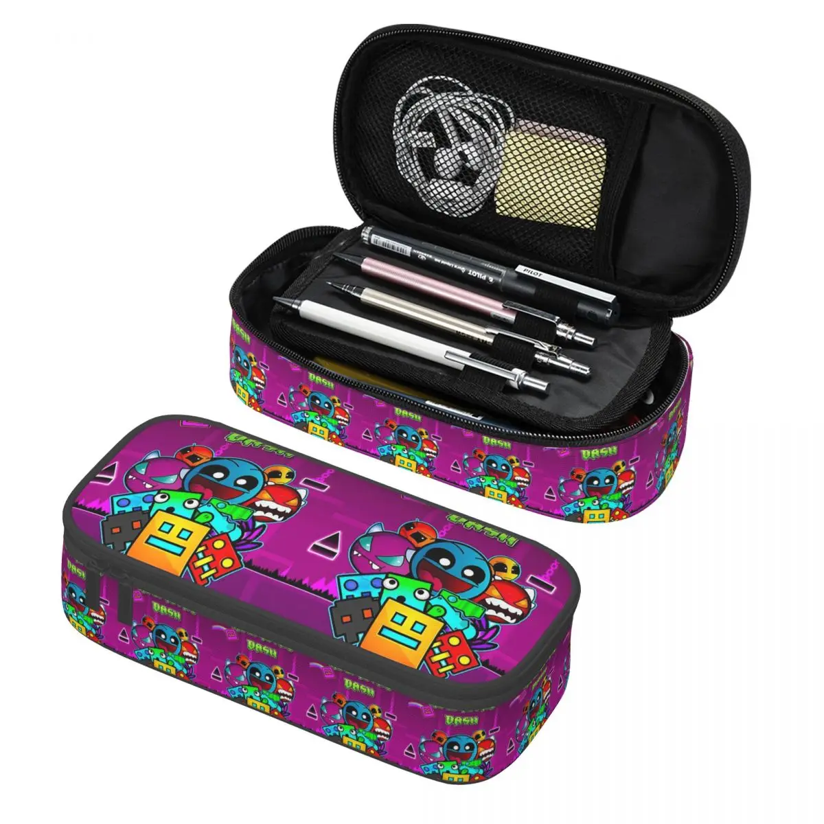

Video Game Geometry Dash Pencil Case Pencil Pouch Storage Stationery Supplies Large Capacity Pen Box Pencil Bag for Kids