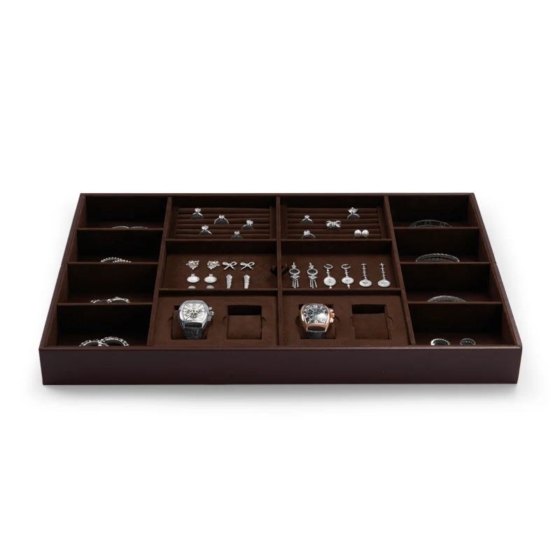 Oirlv Jewelry Tray Organizer Storage Box Velvet Ring Earring Necklace Bracelet Watch Jewelry Display Tray Set Large Jewelry Tray