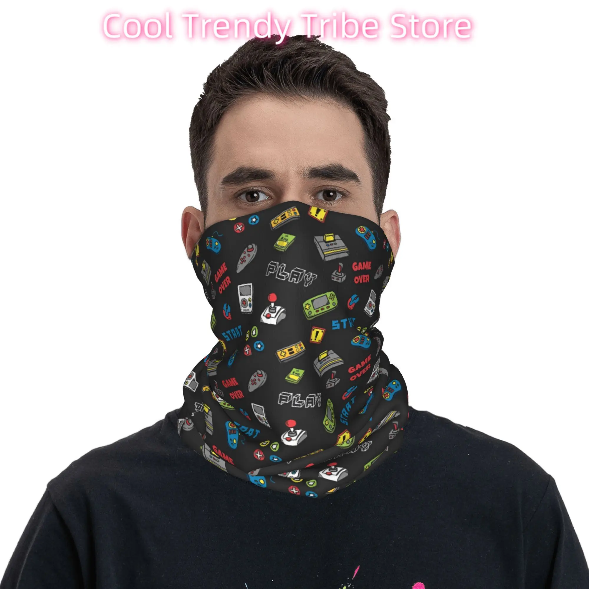 Video Game Gaming Controller Bandana Neck Cover Printed Mask Scarf Multi-use Balaclava Fishing for Men Women Adult Washable