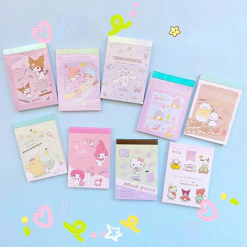 Sanrio New Note Book Kulomi Cartoon Handwritten Notebook Tearable Small Book Ins Message Book Non-stick Letterhead