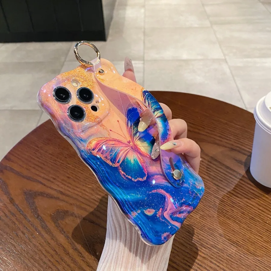 حامل معصمه، تويست - فراشة بلاتينية واحدة، فراشة بلاتينية متعددة لهاتف أبل 16 15 14 13 12promax حافظة هاتف جديدة