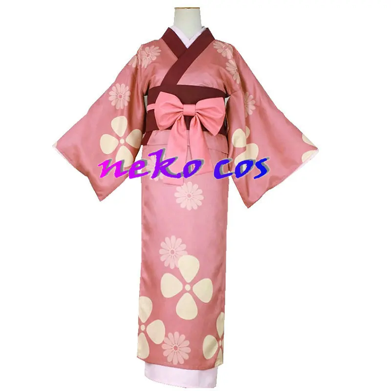 nekocos SAMURAI CHAMPLOO FUU pink kimono Cosplay Costume Any Sizes black wig