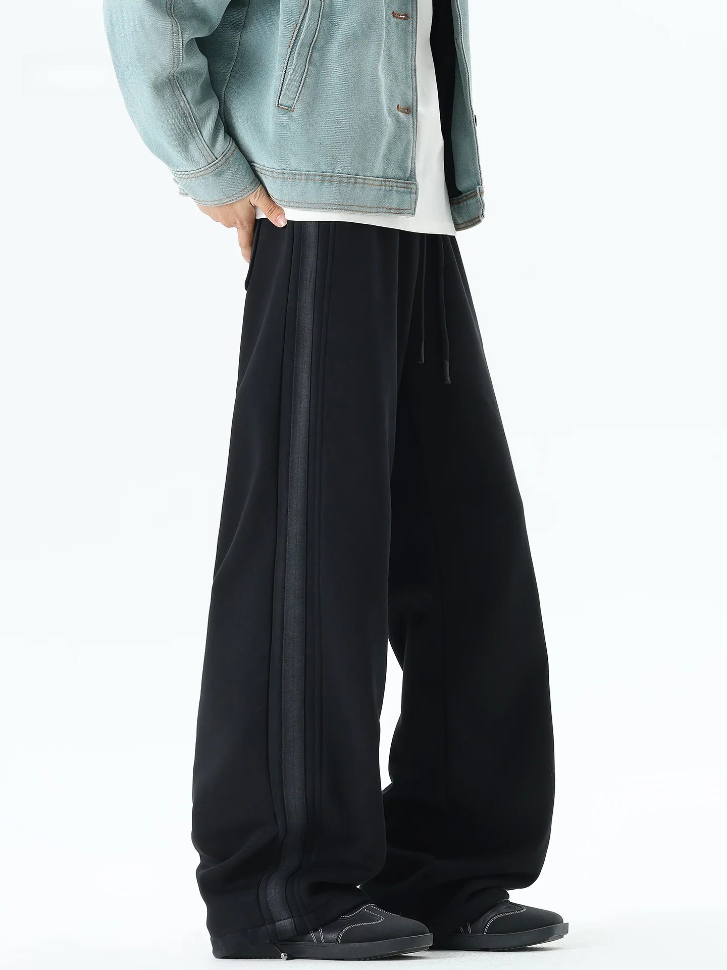 

American Sle Tie Dye Striped Sports Sweatpants Men's Autumn Winter Loose Wide Leg Pants Trendy Heavy Casual Long Trousers