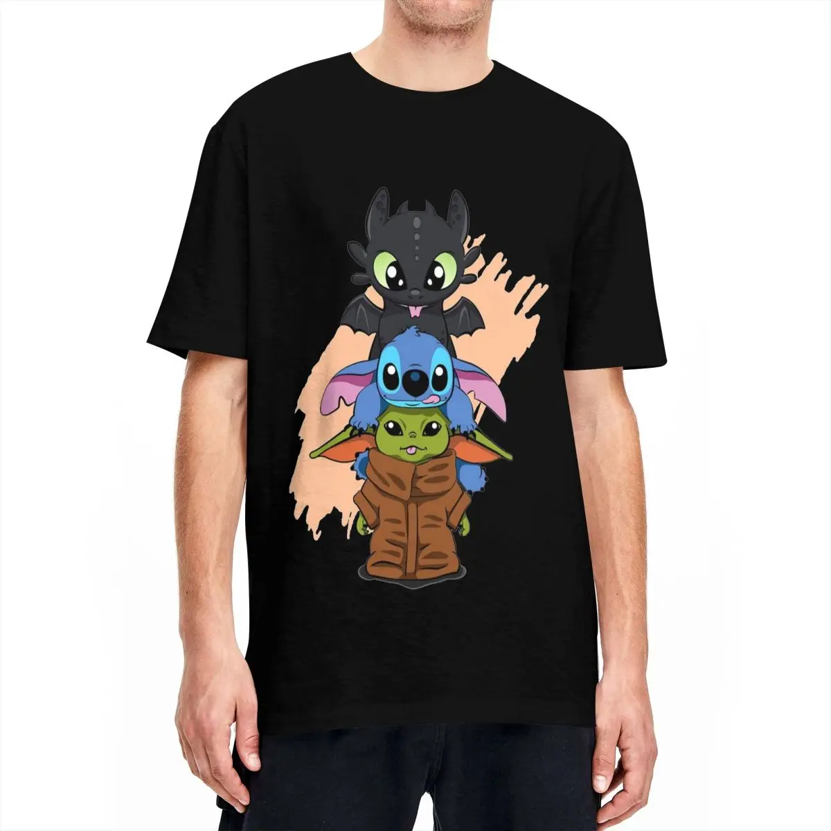 Men Women T-Shirts Chibi Toothless Stitch And Cute Baby Ess Cotton Tee Shirt Short Sleeve T Shirts Crew Neck Clothing Unique