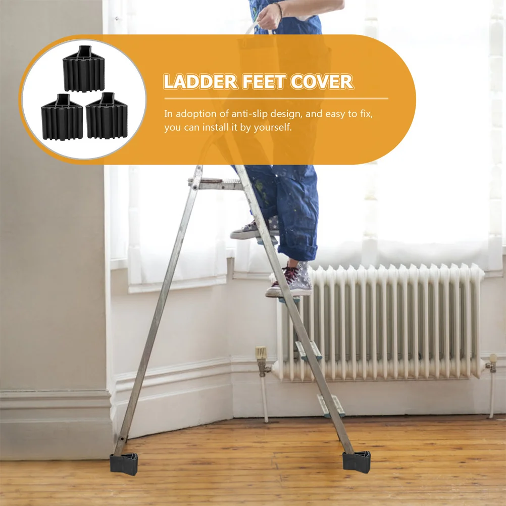 

3Pcs Ladder Feet Covers Rubber Thickened Non-Skid Step Ladder Feet Replacement Cushions Floor Protective Sleeve