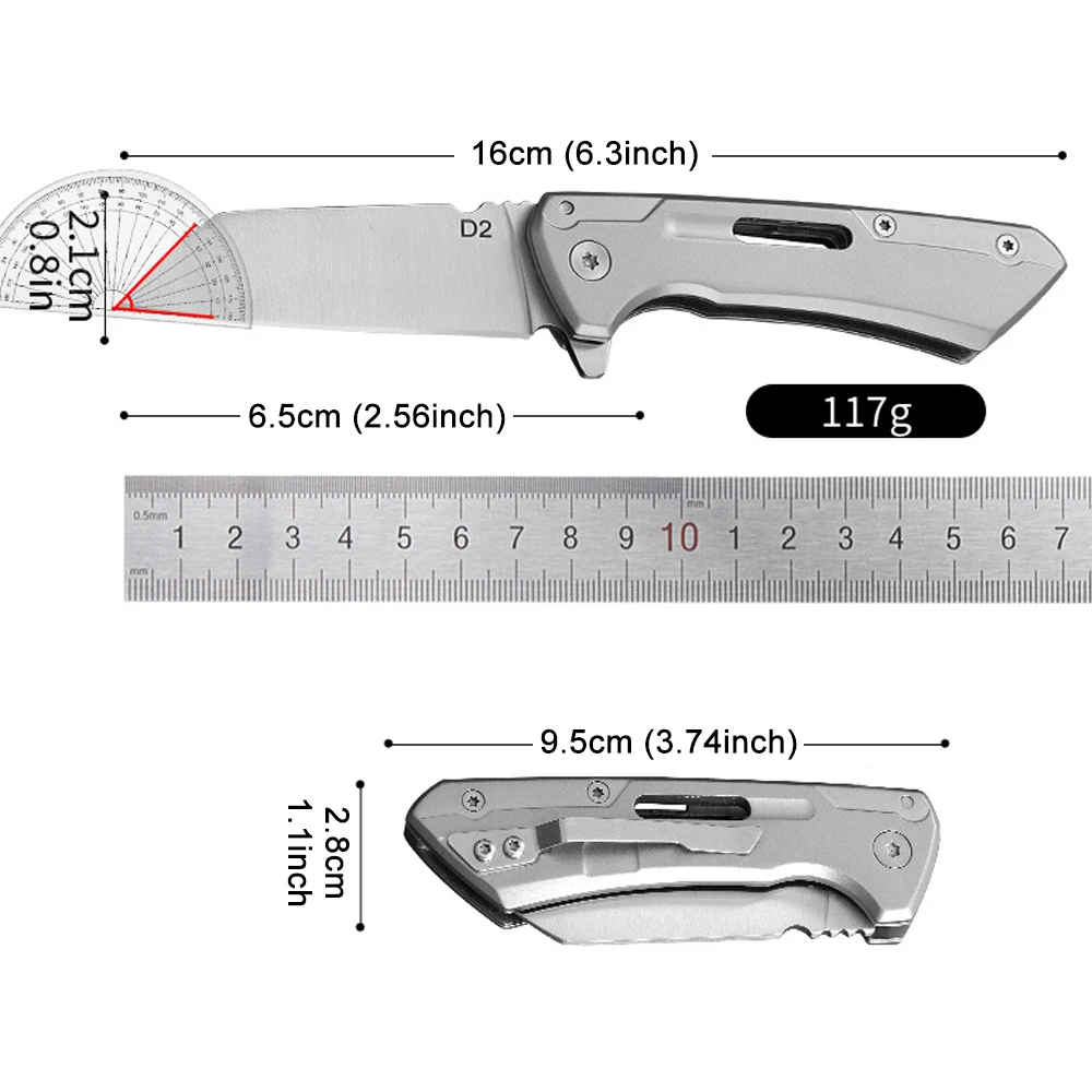 Small Folding Pocket Knife With Clip Stainless Steel Tactical Survival Pocketknife D2 Blade Outdoor Self Defense Camping Knives