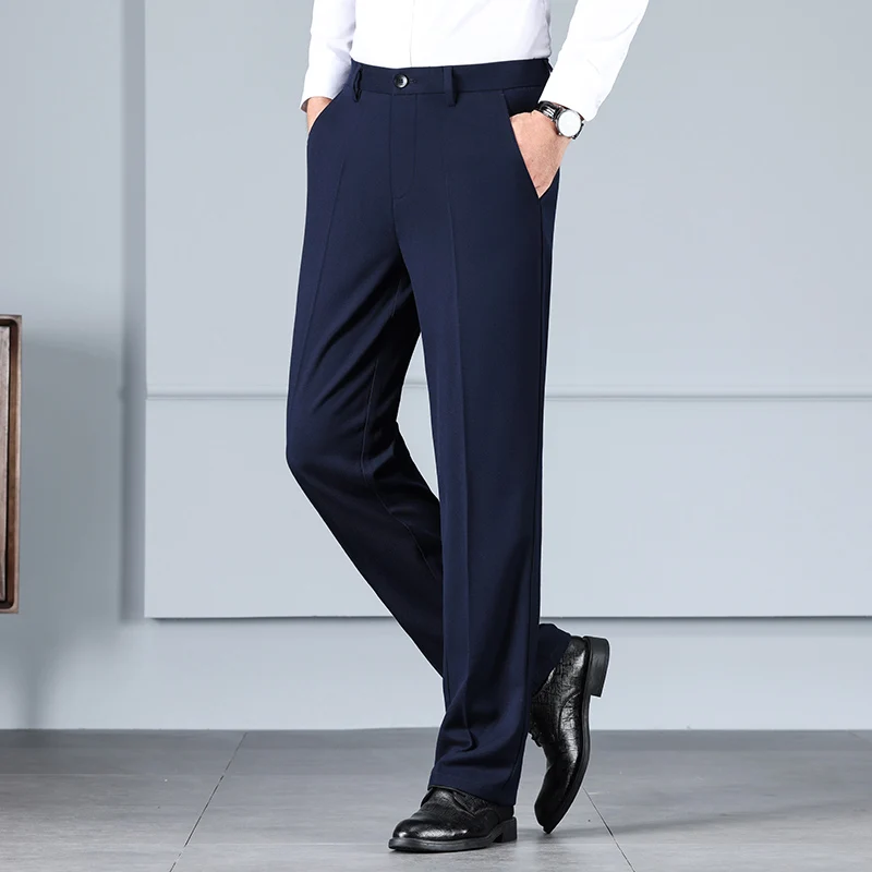 

High Waist Loose Trousers Business Men's Straight All-Matching Fashion Quality Middle-Aged Leisure Formal Trousers