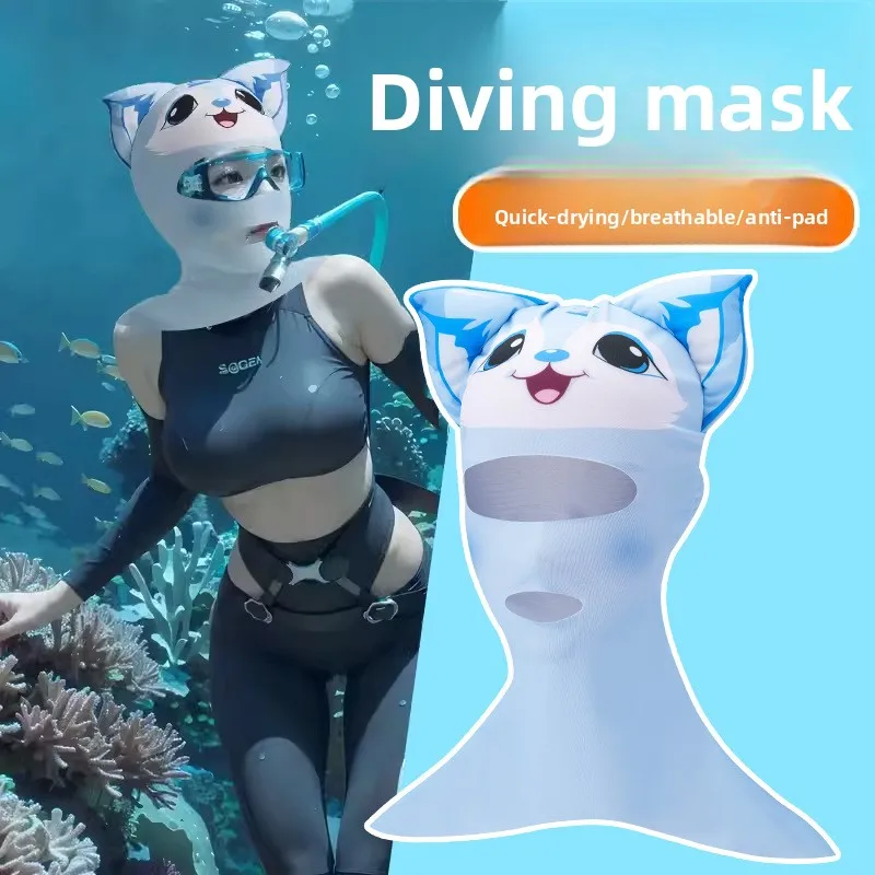 Ice Silk Diving Sun Protection Facekini Swimming Surfing Beach Headgear UV Protection Full Face Protection Cartoon Print Mask