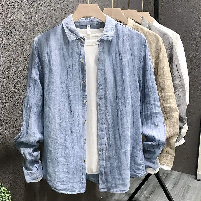 

Мужская повседневная свободная рубашка с длинным рукавом больших размеров на осень-зиму, однотонная, модная, трендовая, брендовая, в стиле Ins