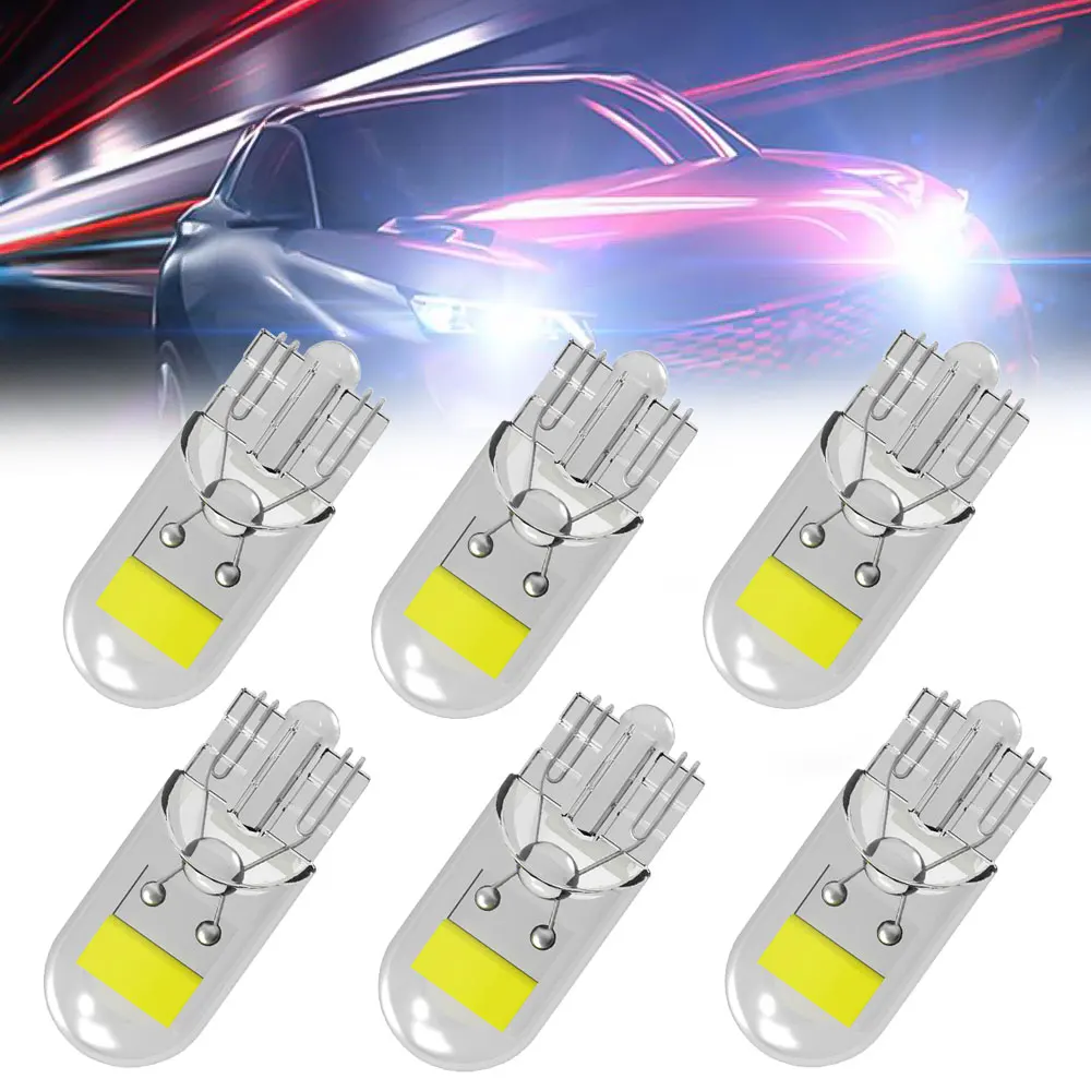 6Pcs W5W T10 Led Bulbs Canbus COB Wedge Bulb 5500K Car Interior Dome Reading Lights Turn Signal Lamp Car Lights Accessories