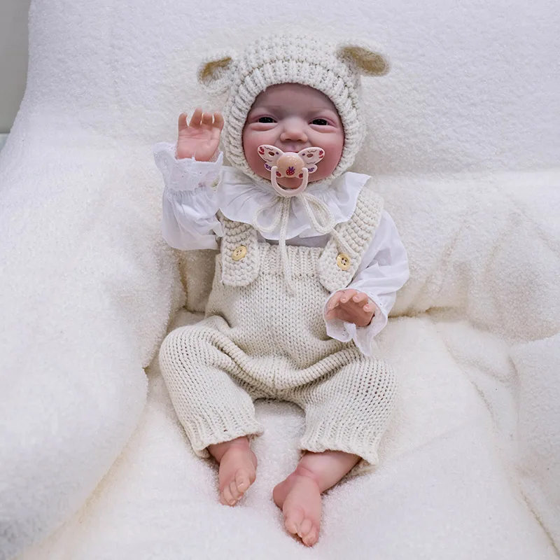 NPK 19inch Charlie Full Body Vinyl Silicoen Soft Newborn Baby Doll Girl Lifelike Soft Touch Cuddly Reborn Baby Doll  3D Skin