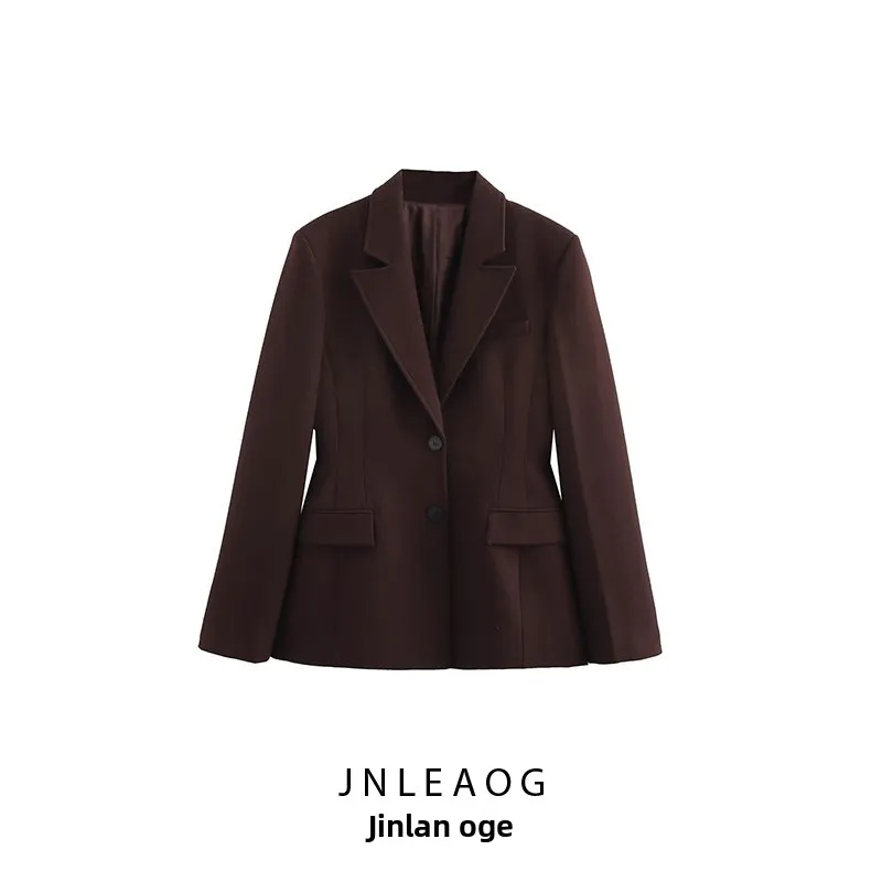 

Faionable ort Skirt Sle Suit Jaet Women's Spring New Arrival Polyester Fiber Casual Long Sve Single Button Closure