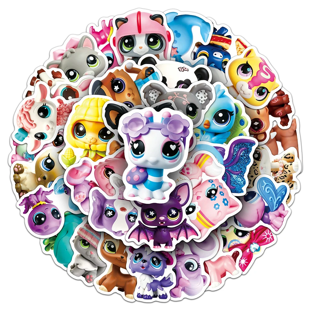 10/30/50pcs Anime Game Littlest Pet Shop Stickers Cute Cartoon Animals Decals Suitcase Laptop Phone Funny Graffiti Sticker Toys