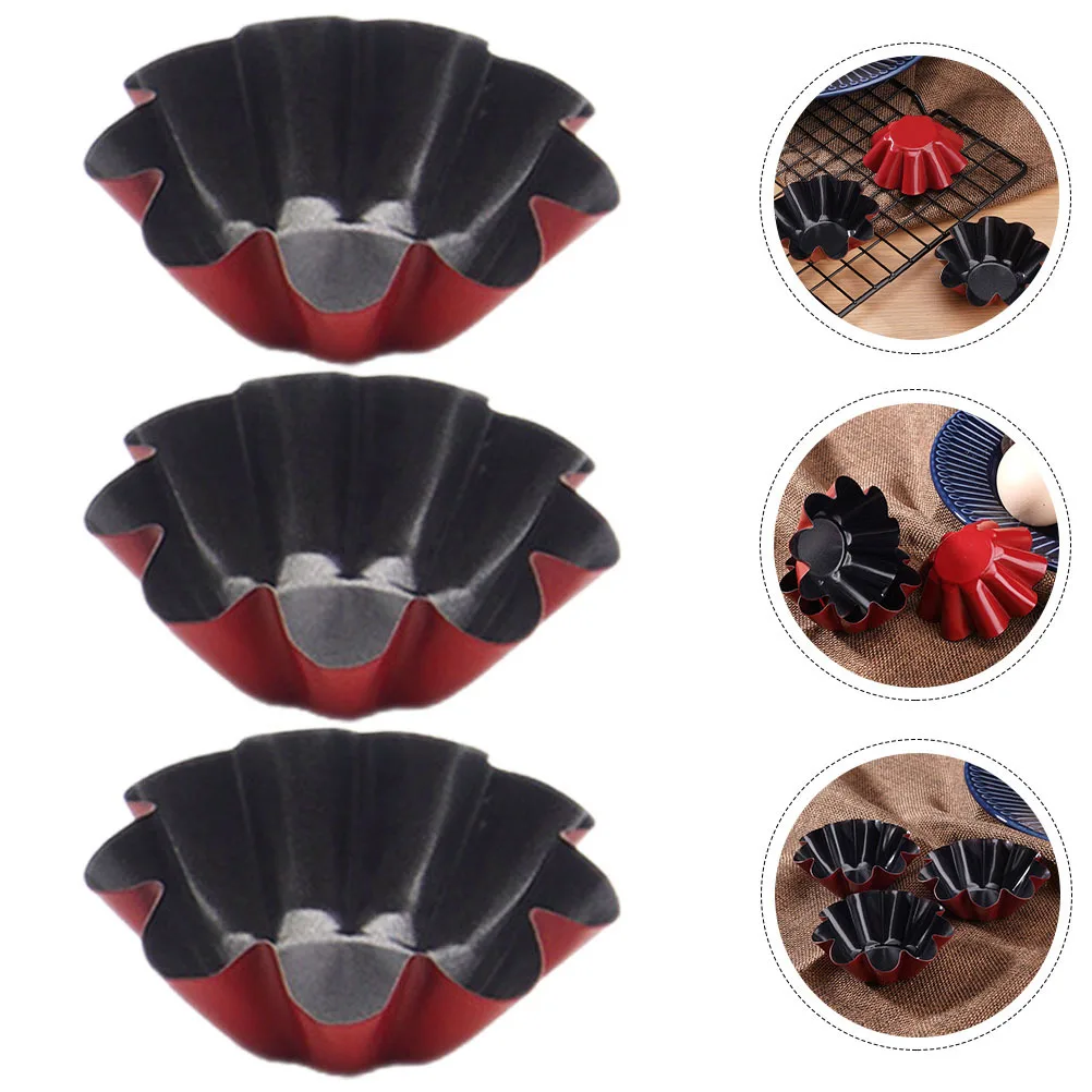 

3Pcs Egg Tart Mold Carbon Steel Heat-Resistant Baking Pans Non-Stick Tart Muffin Molds for Kitchen Cupcake Baking