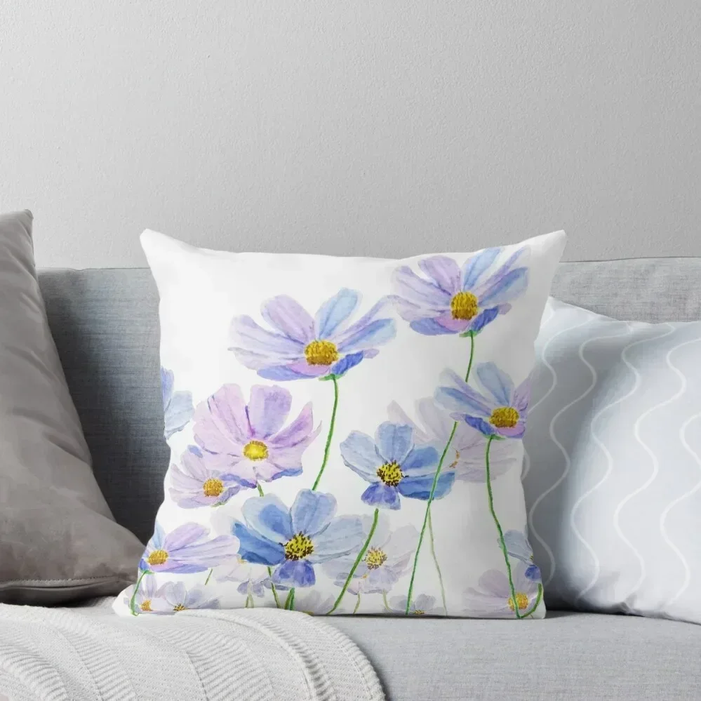 

purple and blue cosmos flower watercolor Throw Pillow Sofa Cushion Cover Christmas Pillows Sofa Covers For Living Room pillow