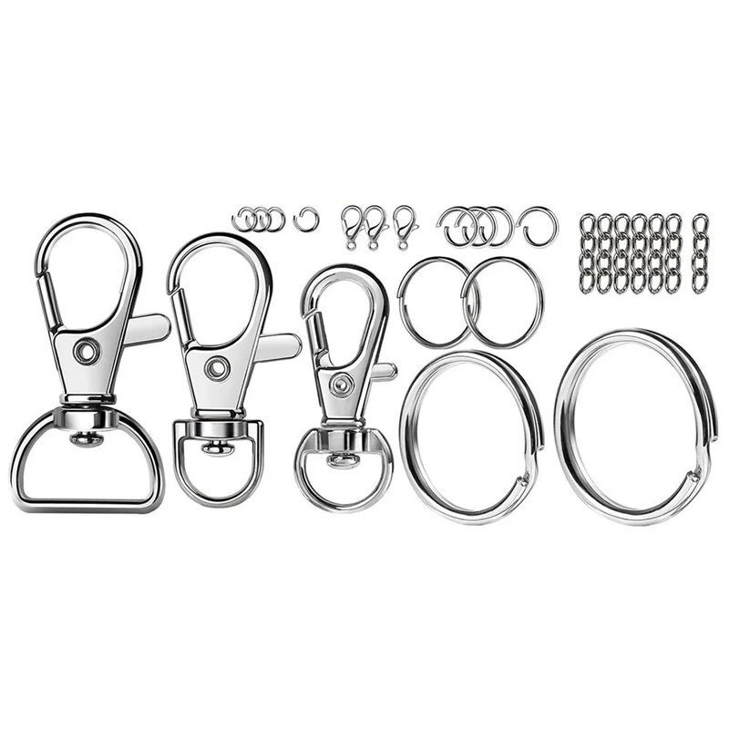 265Pcs Metal Lobster Claw Clasp With Key Ring Set For Crafts, Lanyard Clips Snap Hook, Swivel Clasps Clip Kit