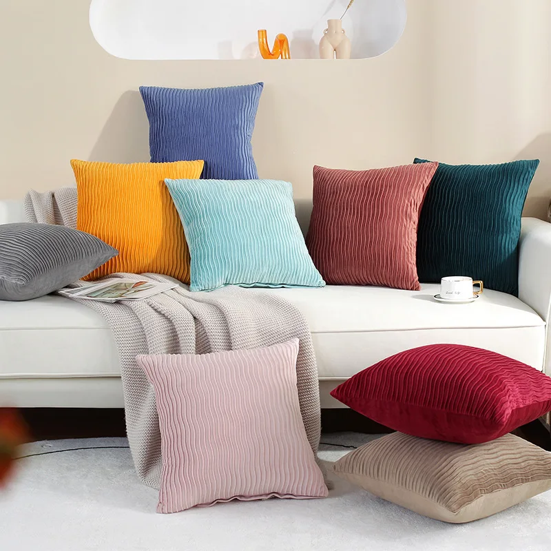 Funda de cojín con diseño de proceso plisado, cubierta de almohada decorativa para decoración del hogar, sofá, sala de estar, cojín de lujo, 45x45cm