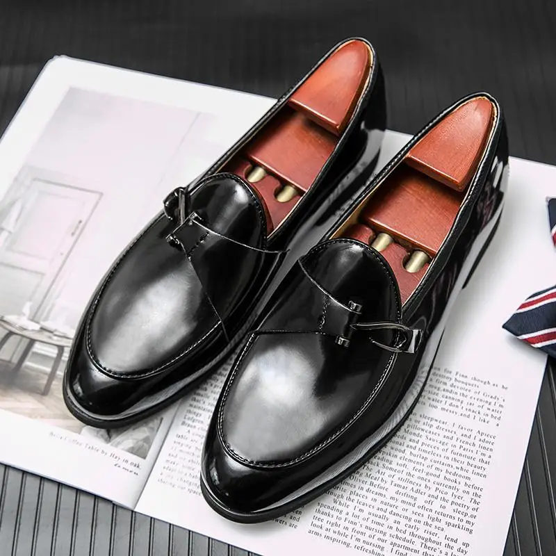 Derby-Chaussures décontractées en cuir pour hommes, chaussures à plateforme noire, robe d'affaires britannique, fête, mariage, nouveau