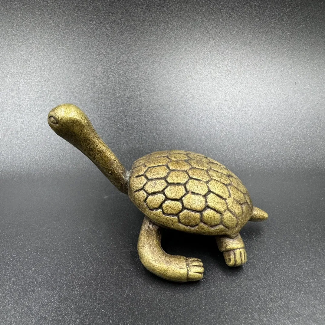 Vintage Collection Pure Copper Long Neck Turtle Small Ornament