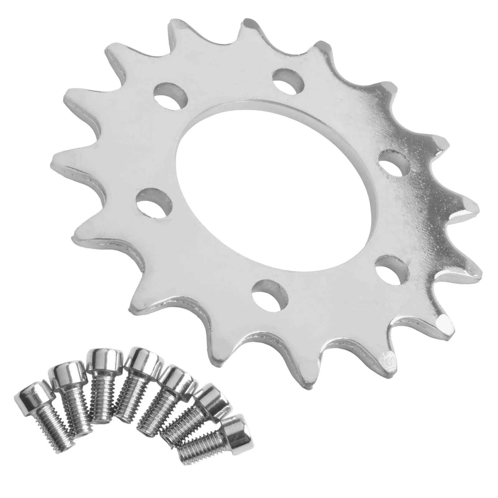 16T Silver Chain Wheel Bolt-on Sprocket 1 2 x1 8 Chain Compatible High Performance Silver Color Steel Material