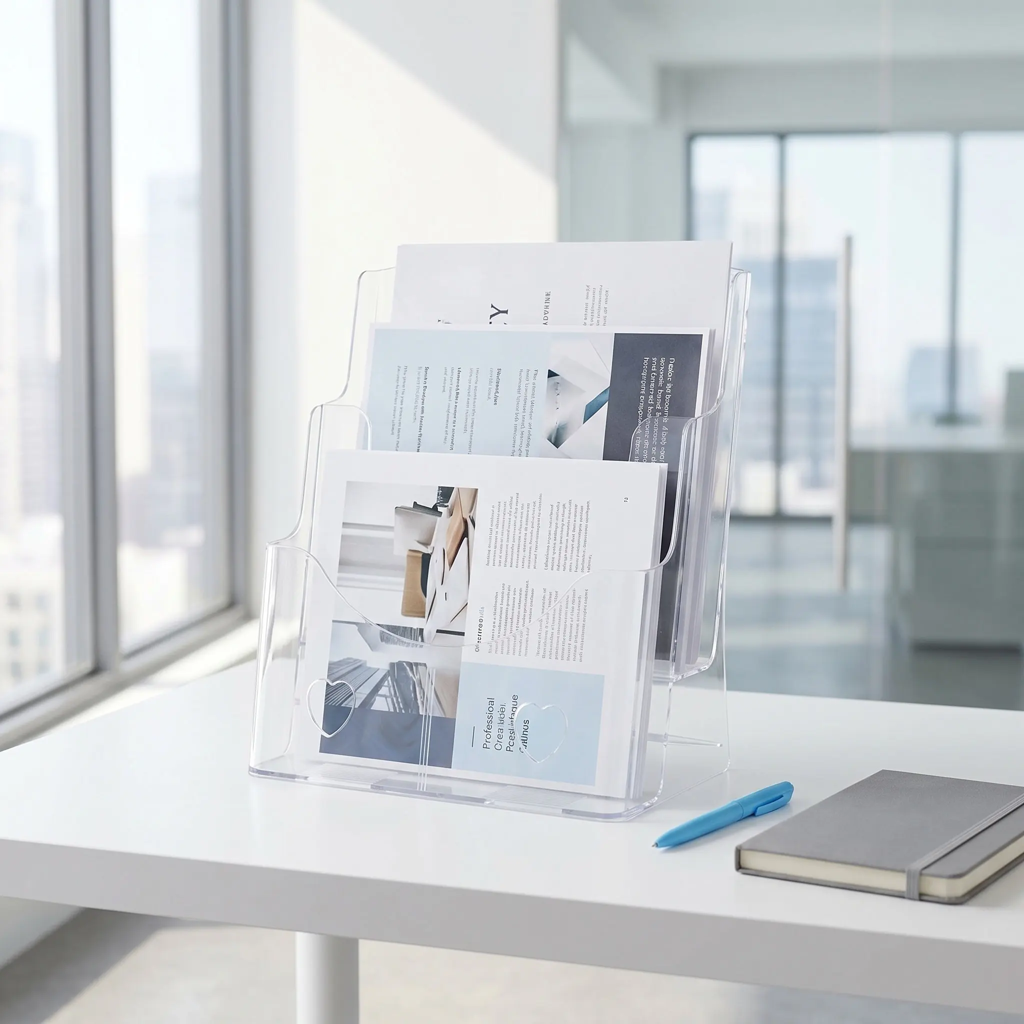 Clear Acrylic A4 Document Holder Stand for Desk Office Home Banks Shopping Malls Modern Lightweight File Rack Brochures Display