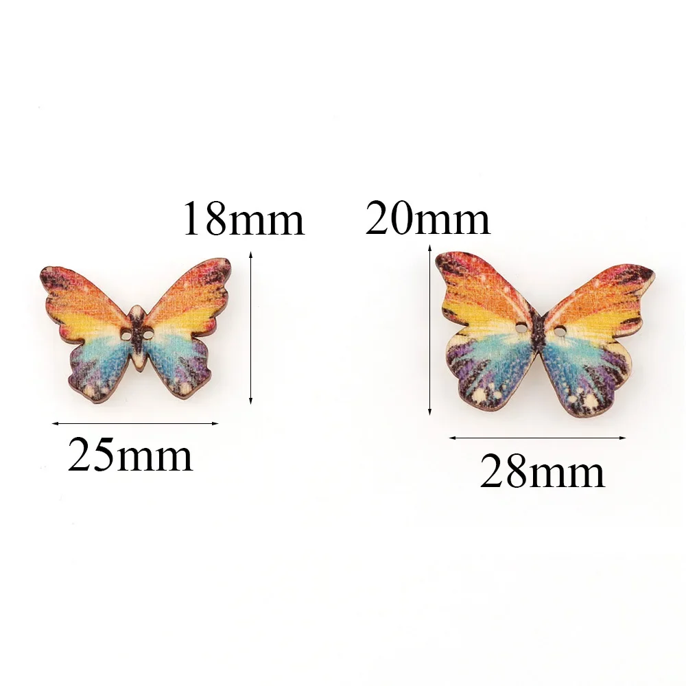 50pcs Butterfly Wooden Button Mix Color Christmas DIY Button Fit Sewing Buttons Crafts Scrapbooking Craft Accessories