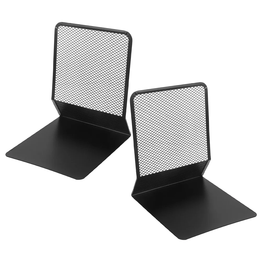 

2pcs Metal Book Stand Black Sturdy Lightweight Bookend For Office Home School Desktop Organizer Document Holder Book Display