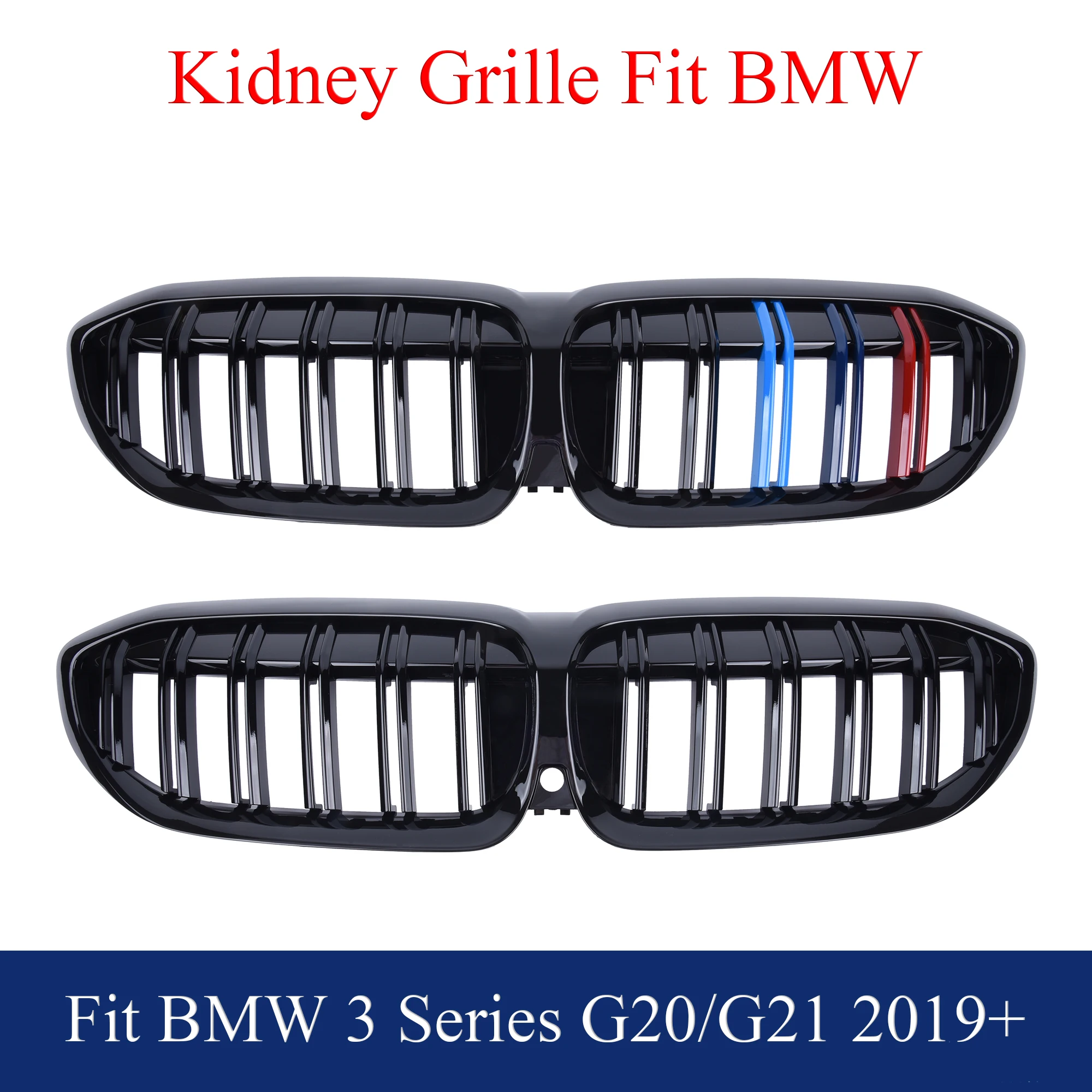 For BMW 3 Series G20/G28 2019 models grille racing grille double bar all black/three colors with holes/without holes front bumpe