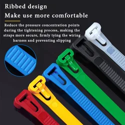 50PCS 5*200 Plastic Reusable Cable Zip Tie Nylon May Wrap Straps Ties Slipknot Loose SlipknotRecycle Organizer Detachable Bundle