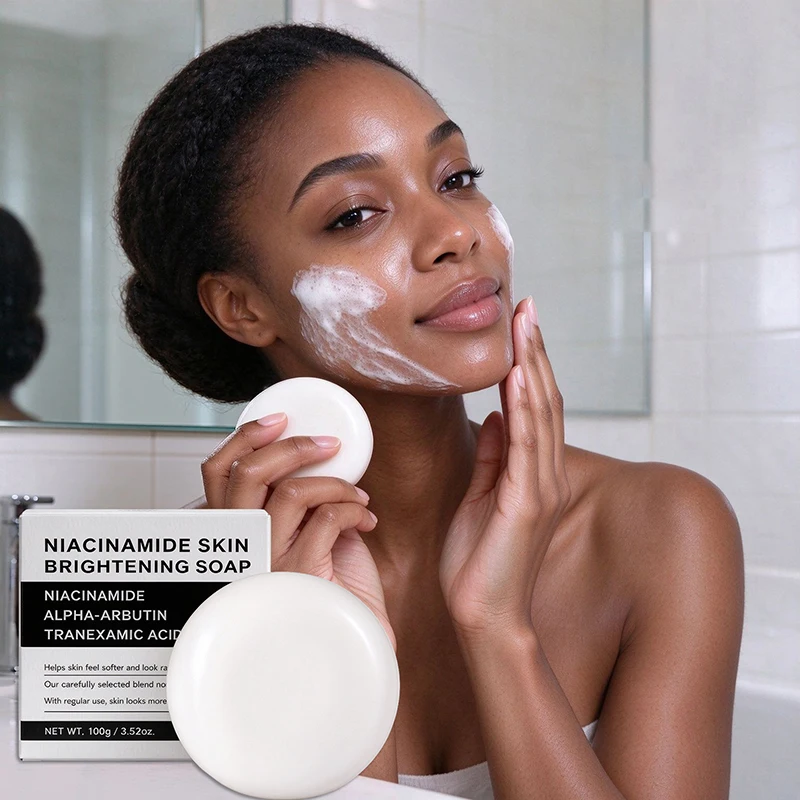 Niacinamide Skin Brightening Soap Non-Tightening Mild Cleansing Bar Hydrating Bath Soap Deep Clean Bar Soap for Face Body Shower
