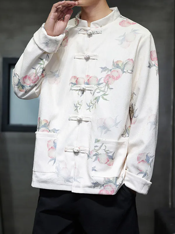 

Мужская повседневная куртка свободного кроя в стиле Ханьфу с воротником-стойкой и пуговицами, осенняя новинка, китайская мужская верхняя одежда