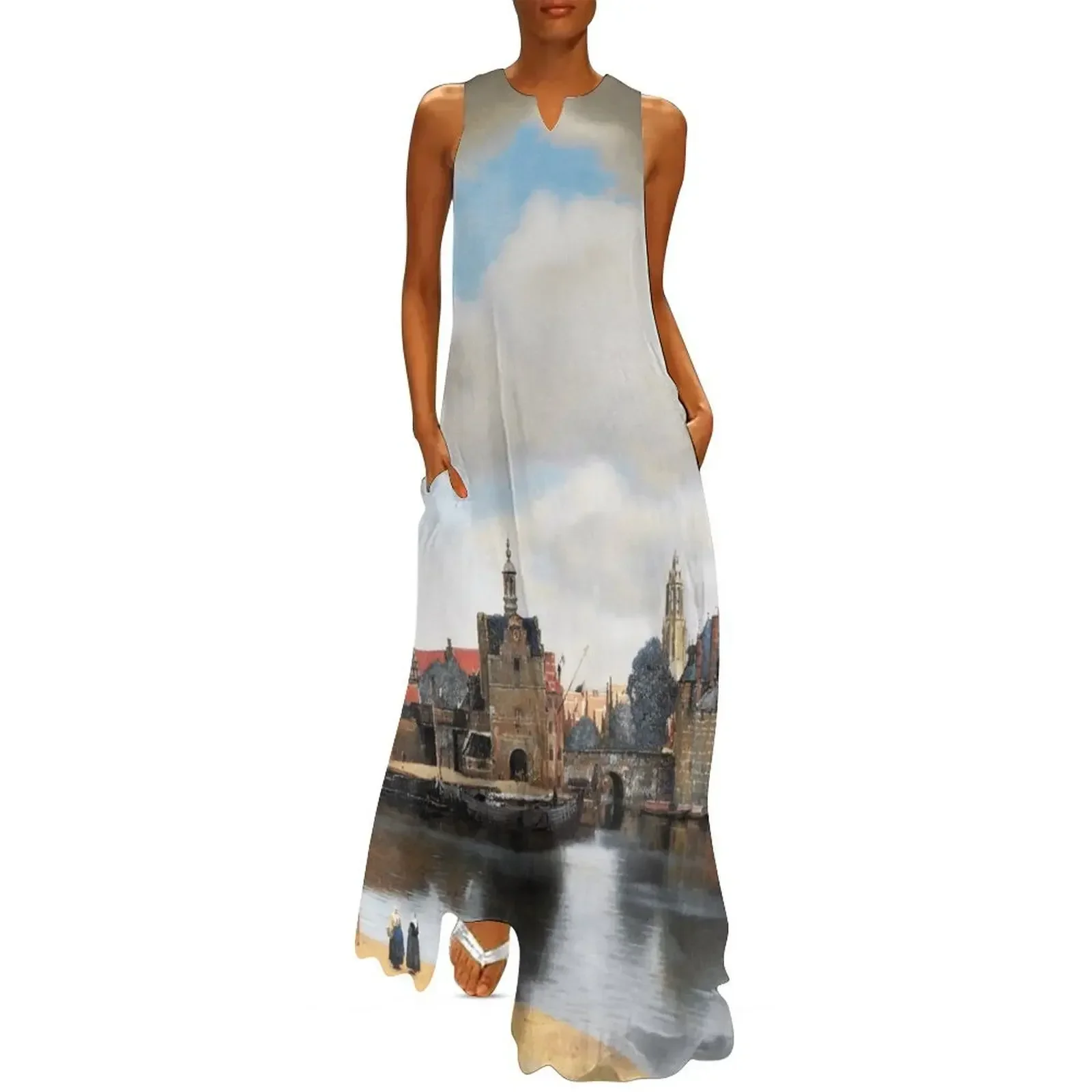 

HD View of Delft, by Johannes Vermeer HIGH DEFINITION Long Dress women's dresses luxury dresses for prom Dress