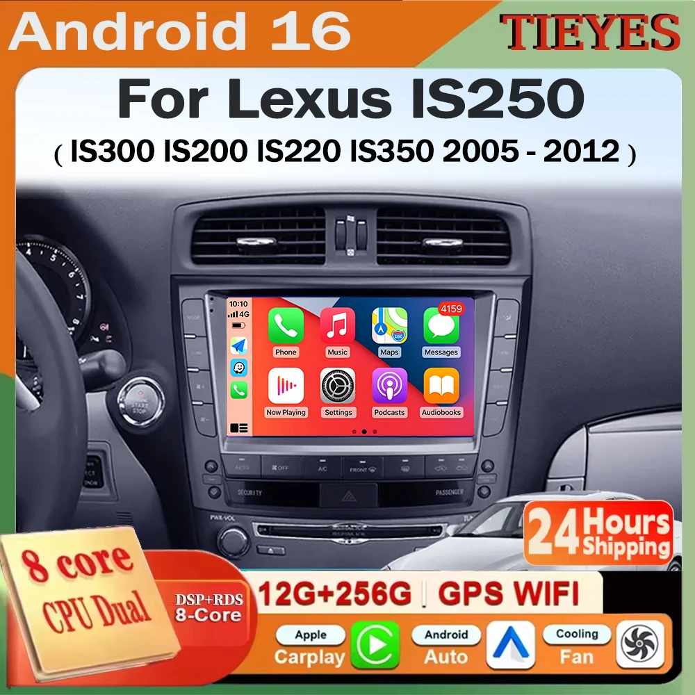 Für Lexus IS250 IS300 IS200 IS220 IS350 2005 - 2012 Android 16 Carplay Auto-Bildschirm Autoradio Multimedia-Player Autoradio Stereo