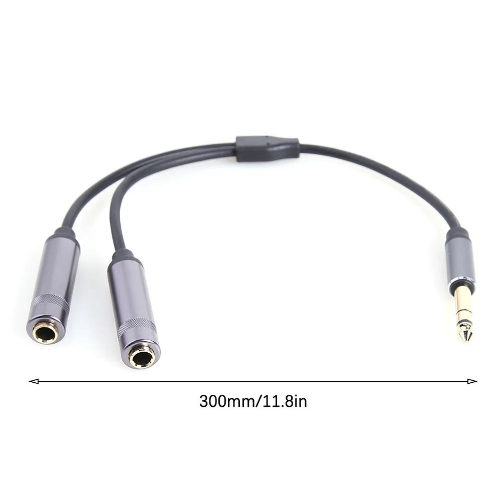 Hoge Kwaliteit 1/4 Inch 3.5Mm Trs Naar Dubbele 6.35Mm Jack Audio Kabel 6.5 1 Tot 2 Y Splitter Verlengsnoer Voor Hoofdtelefoon Mixer Luidspreker