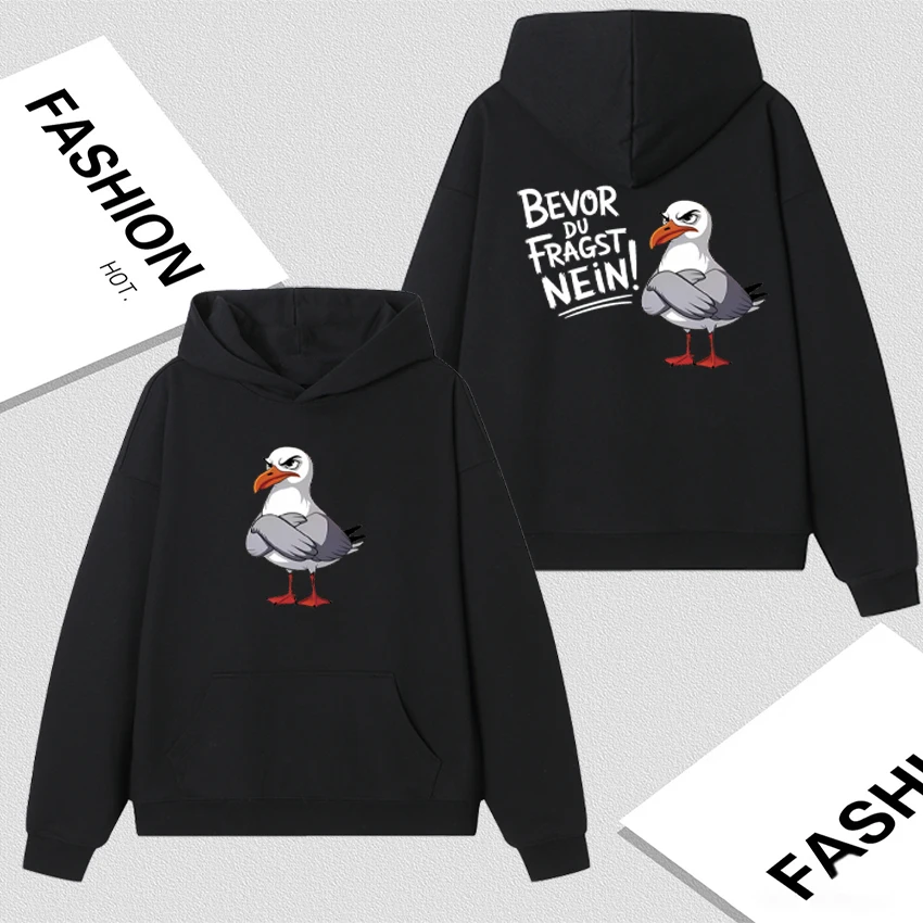 

BEVOR DU FRAGST NEIN "Ask You First" slogan Graphic Long sleeve Hoodie Men Women Fleece Casual Loose Sweatshirt Unisex Pullover