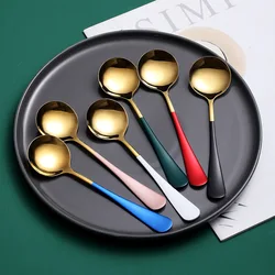 Stainless Steel Coffee Spoons Round Head Home Tea Ice Cream Dessert Spoon Dinner Tableware Kitchen Accessories