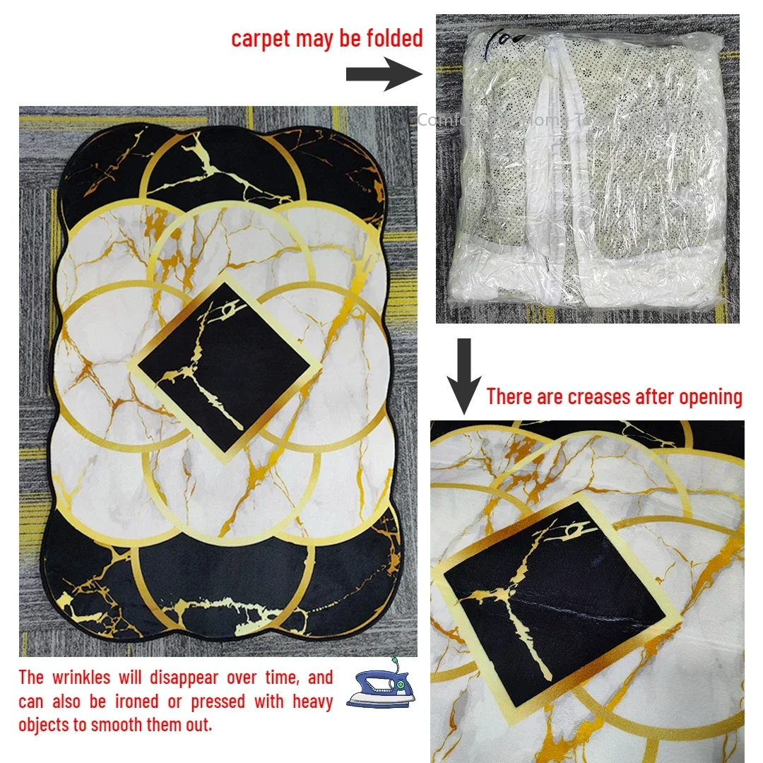 Special-shaped Luxury Gold Carpet Living Room Decoration Home Kids Bedroom Carpets Non-slip Washable Floor Mats Large Area Rug