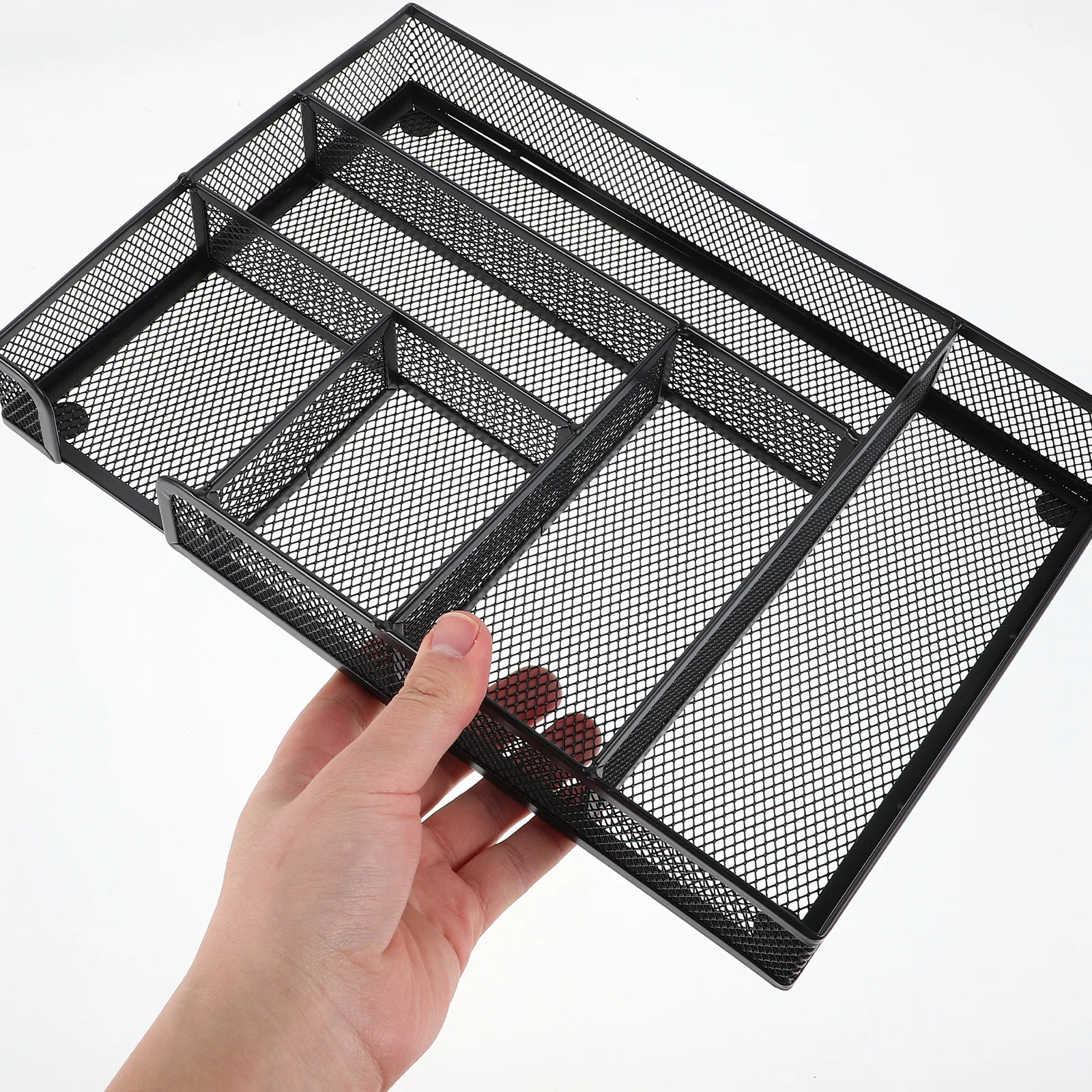 

Office Drawer Organizer Tray Metal Mesh Storage Desktop Multi-compartment Black