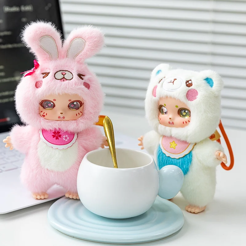 Niedliche Tiere, Vinyl-Gesicht, Plüschtiere, beliebtes gefülltes Plüschkaninchen, Katze, Bär, Maus-Spielzeug, Anhänger, Geschenk für Tierbegeisterte